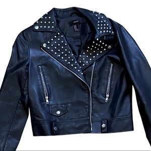 Black Vegan Leather Stud Jacket